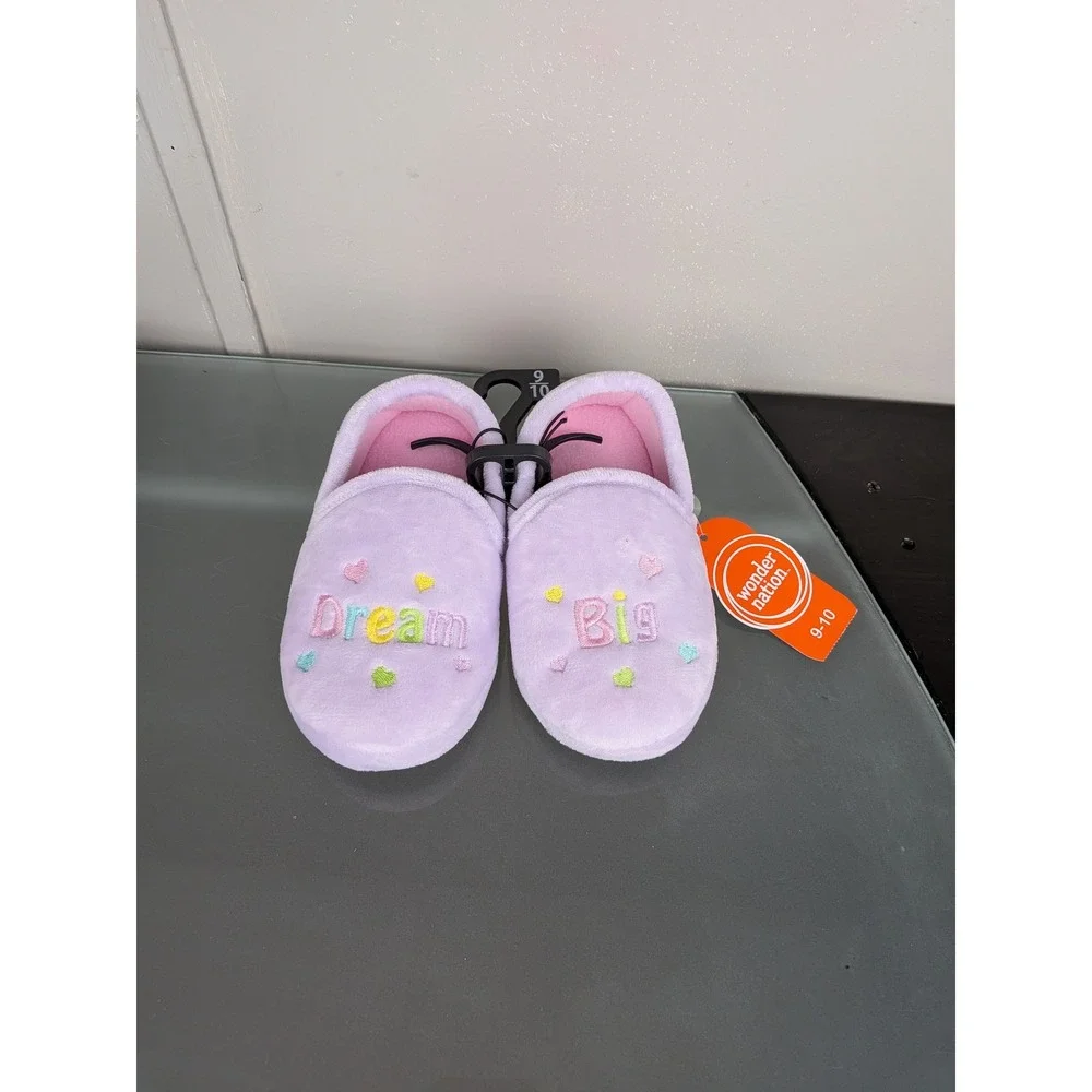 Wonder Nation Kids Lavender Dream Big Plush Slippers Size 9-10 Purple